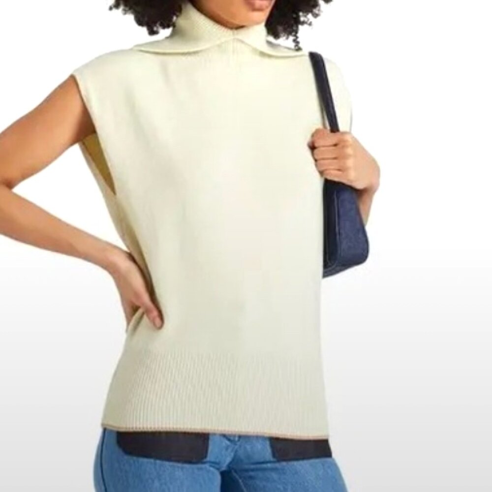 Victoria Beckham Cashmere-Blend Vest In Ivory Cream Sweater